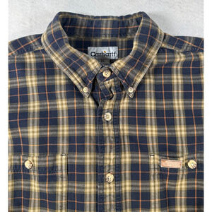 Carhartt Plaid Long Sleeve Button Up Shirt S34 USA Workwear Preppy Twill Mens XL